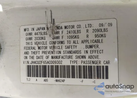 2010 Acura Tsx 2.4 z USA, uszkodzony, nr VIN JH4CU2F65AC009302